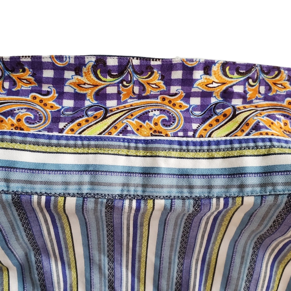Robert Graham Men's Shirt Striped L Flip Cuffs - Picture 3 of 10